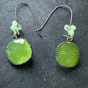 Anthropologie Lime Green Gemstone Dangle Earrings